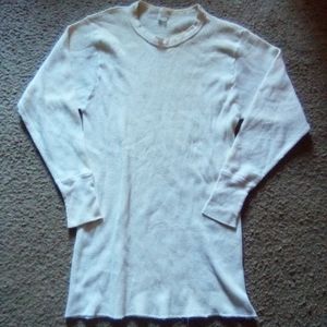 Vintage White/Cream Men's Ribbed Long Sleeve Pullover Sweater Cut Off Tag